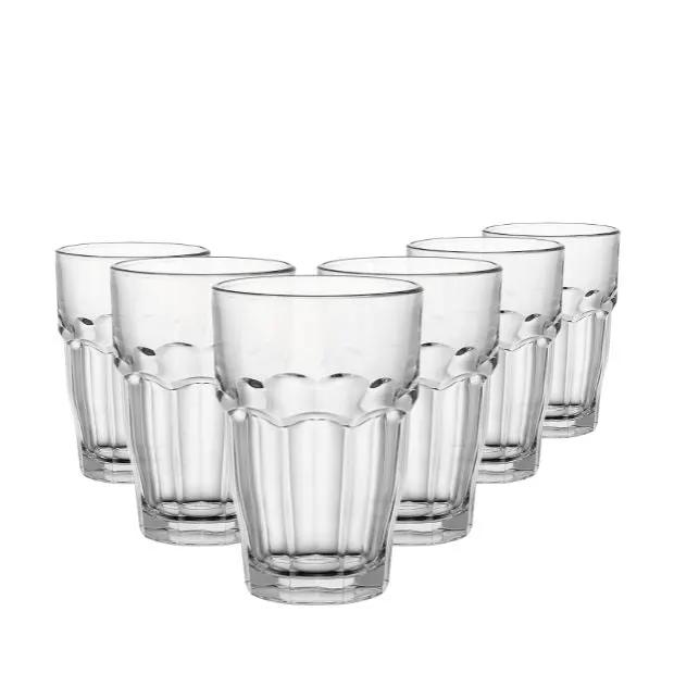 Set of six Bormioli Rocco Rock Bar Cooler Glasses, 478ml whisky tumblers with clear glass and sturdy design.