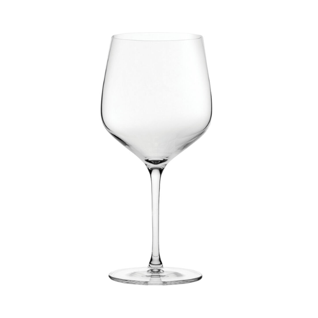 Set of six Burgundy wine glasses by Glassware UK, 625ml capacity, clear glass with elegant shape for red wine.