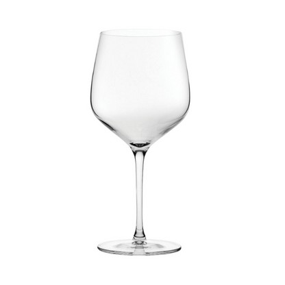 Set of six Burgundy wine glasses by Glassware UK, 625ml capacity, clear glass with elegant shape for red wine.