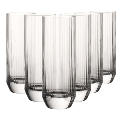 Set of six Glassware UK Big Top highball whisky tumblers, 300ml capacity, clear glass with a wide rim and sturdy base.
