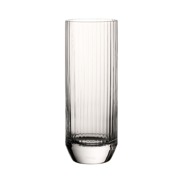 Set of six 300ml Big Top highball glasses by Glassware UK, clear whisky tumblers with wide rims and sturdy bases.
