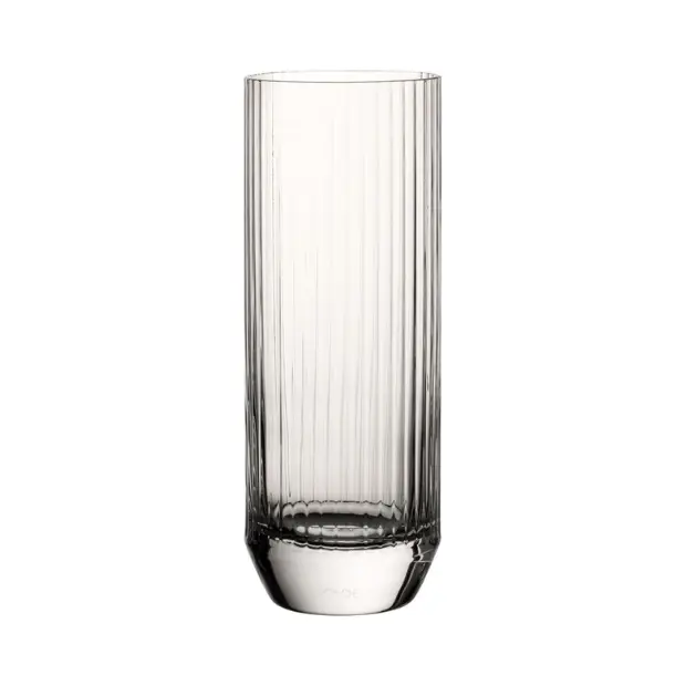 Set of six Big Top highball glasses by Glassware UK, 430ml whisky tumblers with clear glass and modern design.