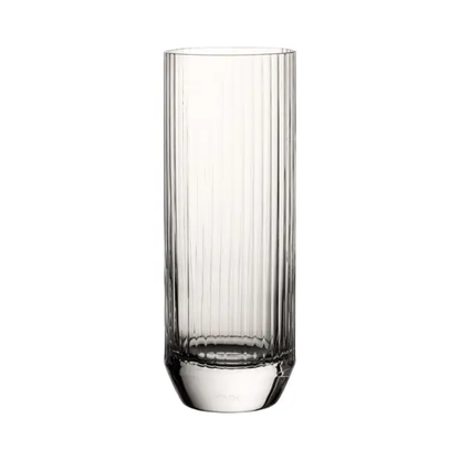 Set of six Big Top highball glasses by Glassware UK, 430ml whisky tumblers with clear glass and modern design.