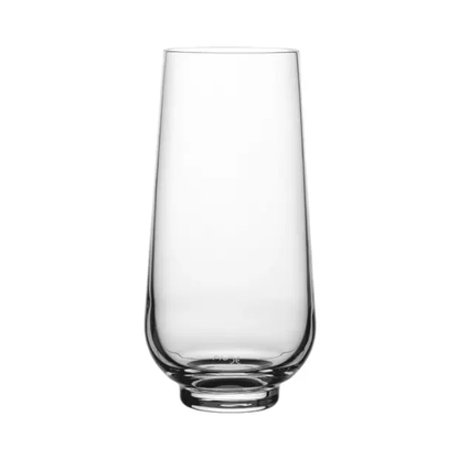 Set of six Hepburn highball glasses by Glassware UK, 430ml whisky tumblers with clear glass design.