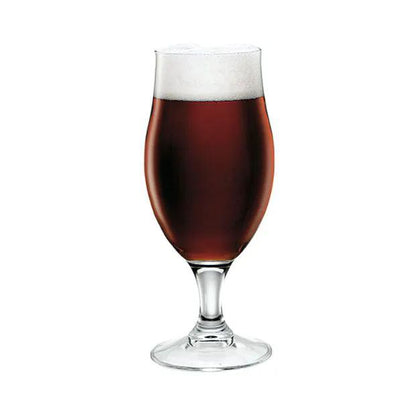 Draft stemmed beer glass tankard from Glassware UK, 375ml capacity, clear glass with a sturdy stem and wide bowl.