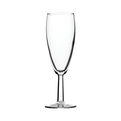 Set of six Saxon Champagne Flutes by Glassware UK, 150ml elegant glassware for sparkling wine celebrations.