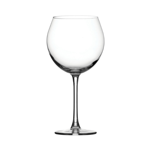 Set of six Glassware UK Enoteca red wine glasses, 640ml capacity, clear glass with elegant stems for enjoying red wine.