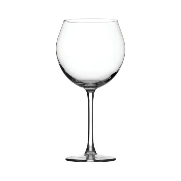 Set of 6 Glassware UK Enoteca red wine glasses, 640ml capacity, clear glass with tall stems and rounded bowls.