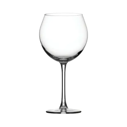 Set of 6 Glassware UK Enoteca red wine glasses, 640ml capacity, clear glass with tall stems and rounded bowls.