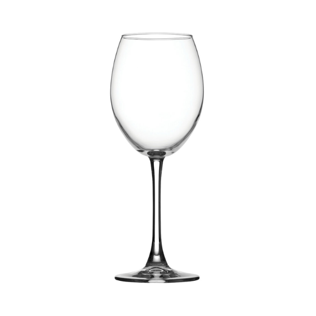 Set of six Glassware UK Enoteca red wine glasses, 550ml capacity, clear glasses with elegant bowl design for red wine.