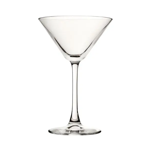 Set of six Glassware UK Enoteca Martini cocktail glasses, 220ml capacity, with elegant stem and clear glass design.