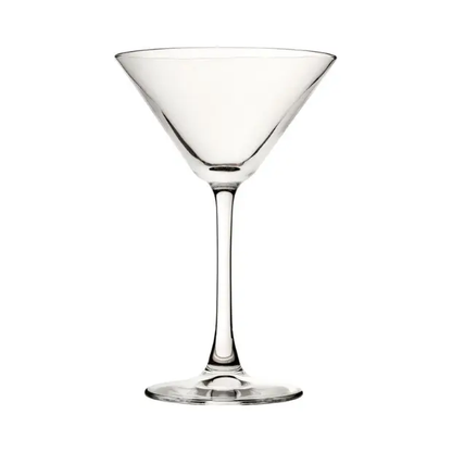 Set of six Glassware UK Enoteca Martini cocktail glasses, 220ml capacity, with elegant stem and clear glass design.