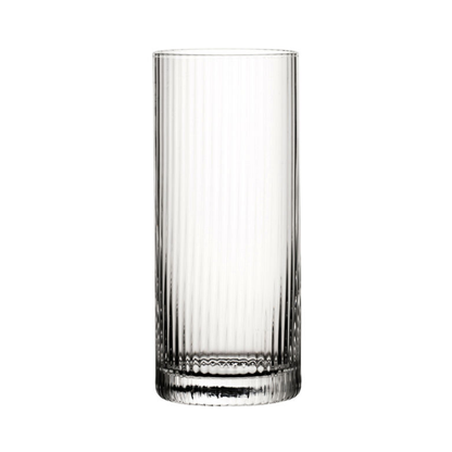Set of six Glassware UK Hayworth highball whisky tumblers, 350ml, clear glass with simple, elegant design for cocktails and drinks.