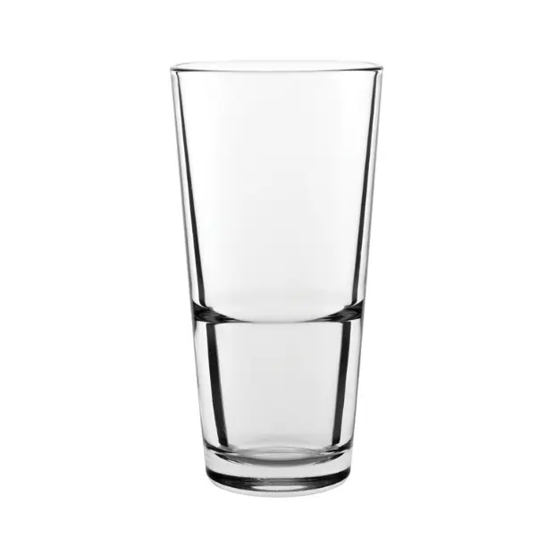 Set of six Glassware UK whisky tumblers with 380ml capacity, clear glass beverage glasses for whiskey or other drinks.