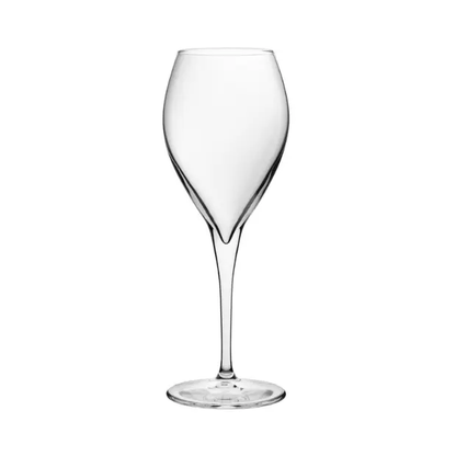 Set of six Monte Carlo wine glasses by Glassware UK, 340ml, clear glass with elegant stem design, perfect for wine serving.