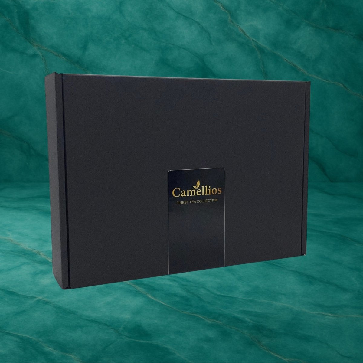 Camellios luxury loose leaf tea gift box with assorted tea and infusion blends in elegant packaging.