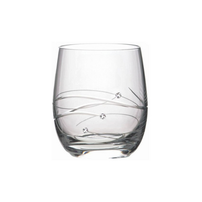 Diamante whisky tumbler with spiral cut design, 180ml glassware from UK brand, showcasing elegant etched details on clear glass