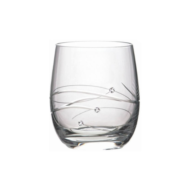 Diamante whisky tumbler with spiral cut design, 180ml capacity, Glassware UK. Clear glass with intricate spiral pattern.