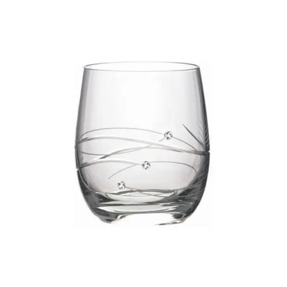 Whisky tumbler by Glassware UK with diamante embellishments and spiral cut design, 180ml capacity.