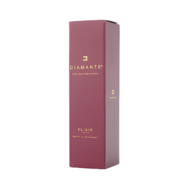 Glassware UK Diamante "Wine O'Clock" wine glass in a gift box, featuring elegant design with sparkling diamantes for wine enjoyment.