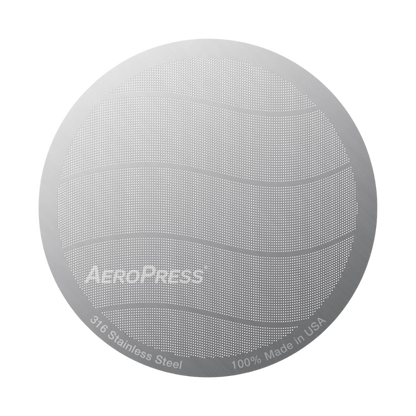 Stainless steel AeroPress filter by Contact Coffee Company Ltd., compact gear for smooth coffee brewing.