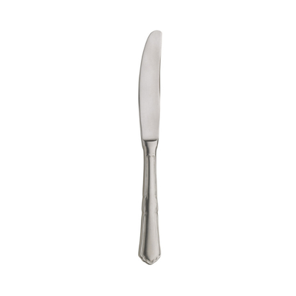 Glassware UK Pintinox Settecento table knife with stone washed finish, showcasing its sleek stainless steel cutlery design.