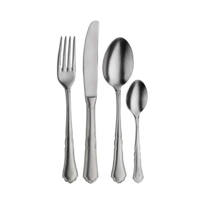 Glassware UK Pintinox Settecento table knife with stone washed finish, made of cutlery stainless steel, sleek and modern design.
