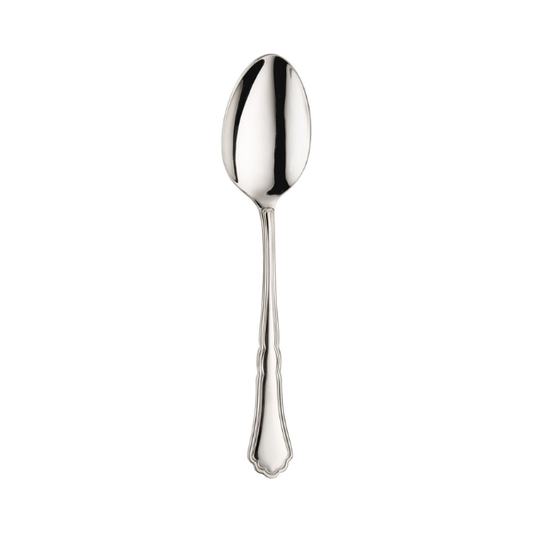 Glassware UK Pintinox Settecento table spoon in mirror polish, showcasing its elegant stainless steel cutlery design.