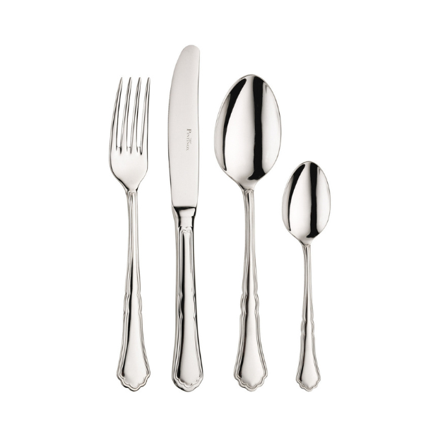 Glassware UK Pintinox Settecento table spoon in mirror polish, shiny cutlery with elegant design for dining.