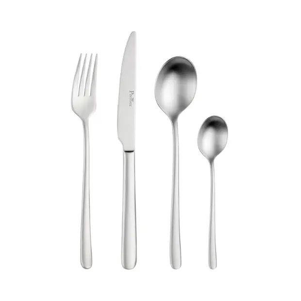 Glassware UK Pintinox Sky Satin tea spoon, elegant cutlery with a satin finish, displayed on a clean white background.