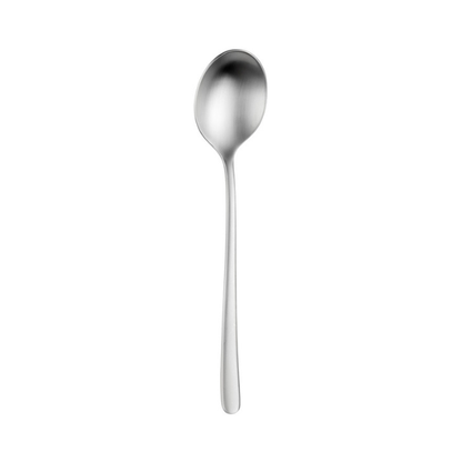 Glassware UK Pintinox Sky Satin tea spoon, elegant cutlery with a satin finish, showcasing its smooth handle and polished bowl.