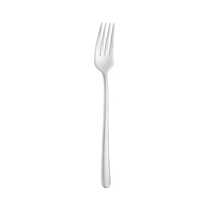 Glassware UK Pintinox Sky Satin table fork, stainless steel cutlery with a sleek satin finish, featuring four tines and a smooth handle.