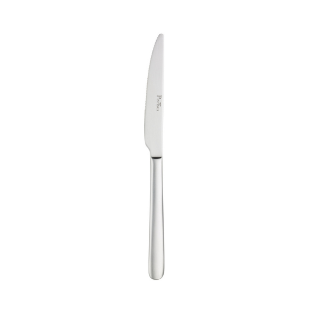 Glassware UK Pintinox Sky Satin table knife with sleek satin finish, part of the cutlery collection, displayed on a neutral background.