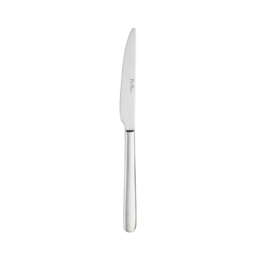 Glassware UK Pintinox Sky Satin table knife with sleek satin finish, part of the cutlery collection, displayed on a neutral background.