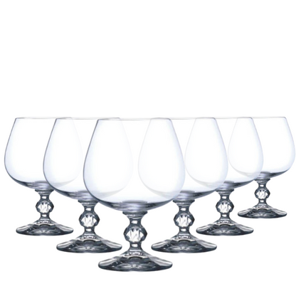 Set of 6 Claudia Crystalite whisky tumblers, 250ml, clear glassware UK brand, with elegant design for brandy and spirits.