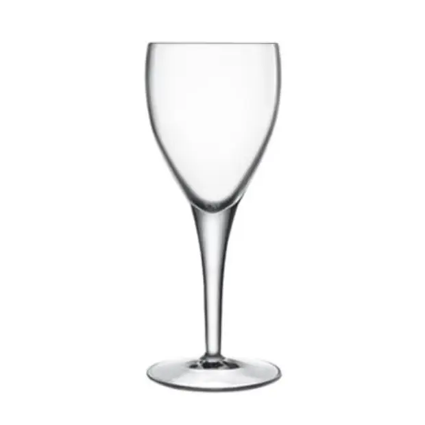 Set of six Luigi Bormioli white wine glasses, 190ml, clear glassware with elegant stem and bowl for serving white wine.