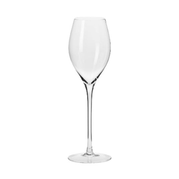 Set of six Krosno Avant-Garde Prosecco champagne flutes, 280ml glassware from UK with elegant tall, slender design.