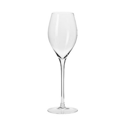 Set of six Krosno Avant-Garde Prosecco champagne flutes, 280ml glassware from UK with elegant tall, slender design.