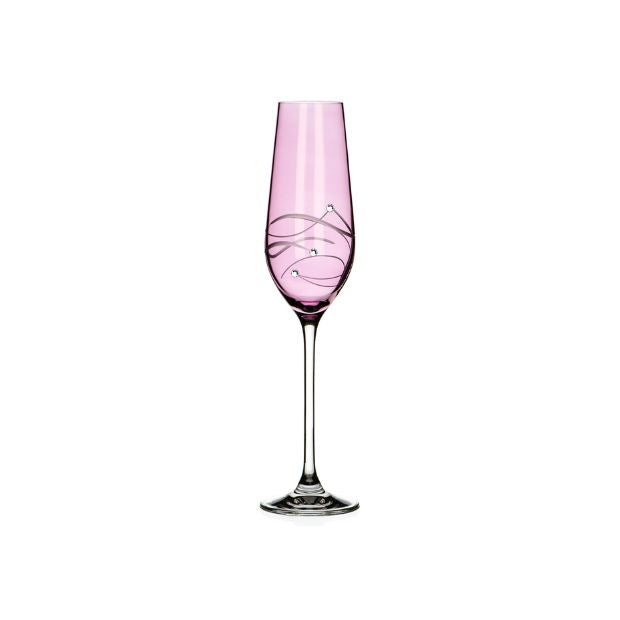 Pink champagne flute with spiral diamond-cut design, Glassware UK, elegant glassware for celebratory drinks