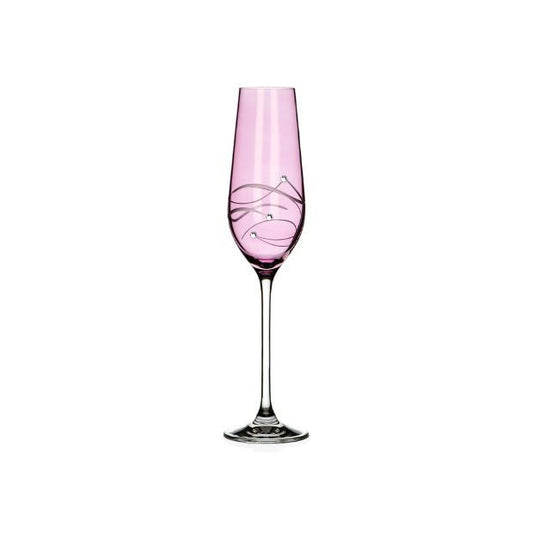 Pink champagne flute with spiral diamond-cut design, Glassware UK, elegant glassware for celebratory drinks