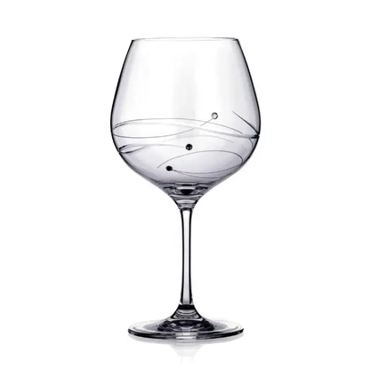 Elegant Diamante "Just For You" gin glass with spiral cut design, 610ml capacity, displayed in a gift box by Glassware UK.