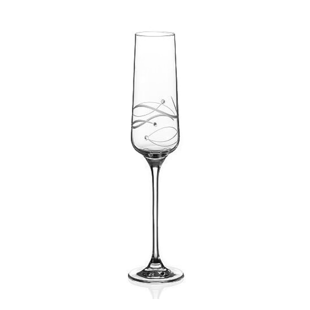 Glassware UK diamante "Just For You" champagne flute with spiral cut design in a gift box, elegant and sparkling for special occasions.