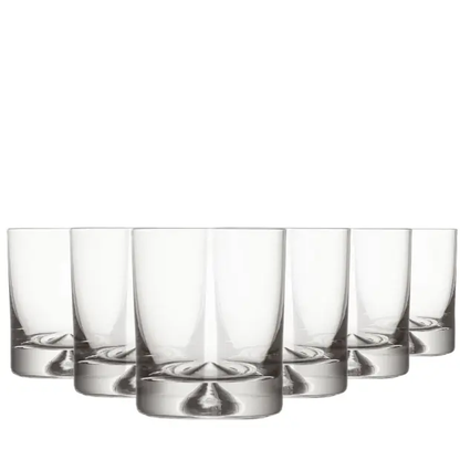 Set of six Krosno Dimple Base whisky tumblers, 260ml glassware with textured dimple design for enjoying whisky.