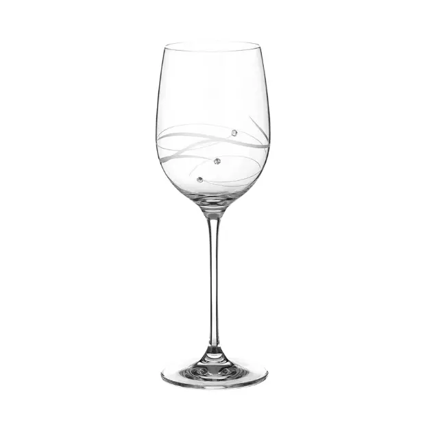Glassware UK Diamante "Just For You" wine glass with spiral cut design in a gift box, elegant crystal stemware for special occasions.