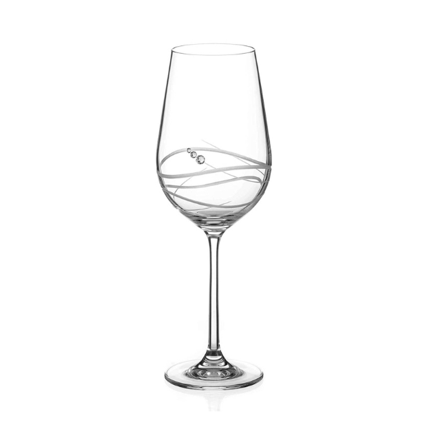 Sparkling Diamante Wine Glass with Modena Spiral Cut by Glassware UK, showcasing elegant crystal and intricate spiral design.