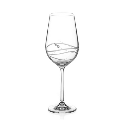 Sparkling Diamante Wine Glass with Modena Spiral Cut by Glassware UK, showcasing elegant crystal and intricate spiral design.