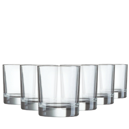 Set of six Krosno 290ml straight-sided whisky tumblers from Glassware UK, clear glass with a simple, elegant design.