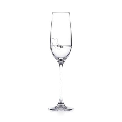 Glassware UK diamanté petit champagne flute with heart design in gift box, elegant crystal stemware for special occasions