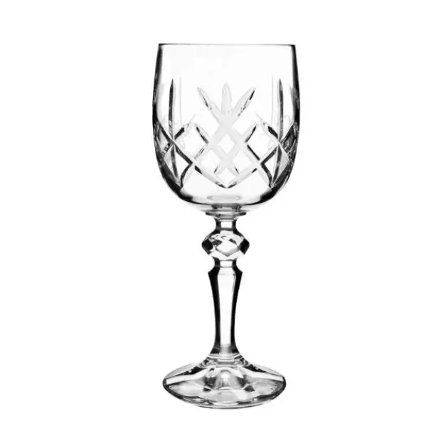 Set of six Flamenco Crystalite full cut wine glasses, 170ml capacity, Glassware UK, featuring elegant crystal design.