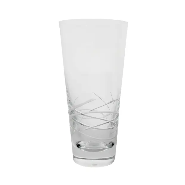 Glassware UK Tiesto Cut Conical Glass Vase with intricate geometric patterns and a sleek, tapered design.